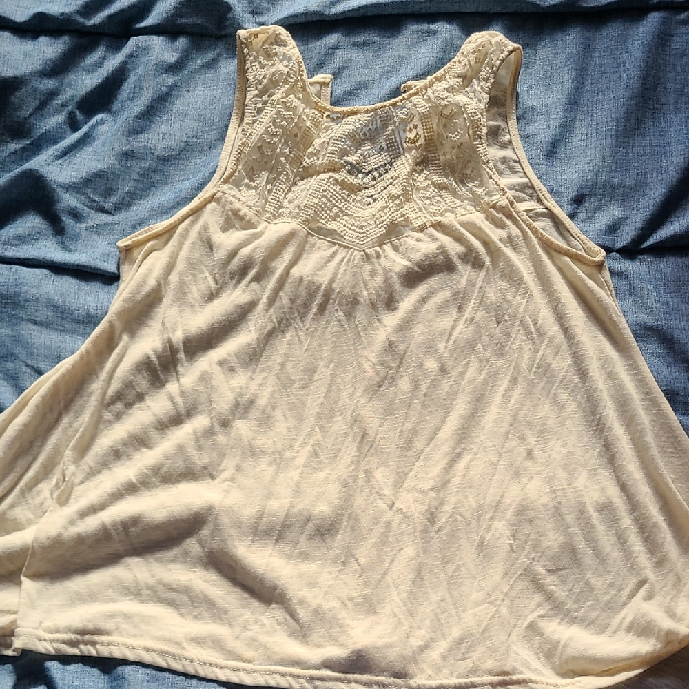 Lace Detail Cream Tank Top